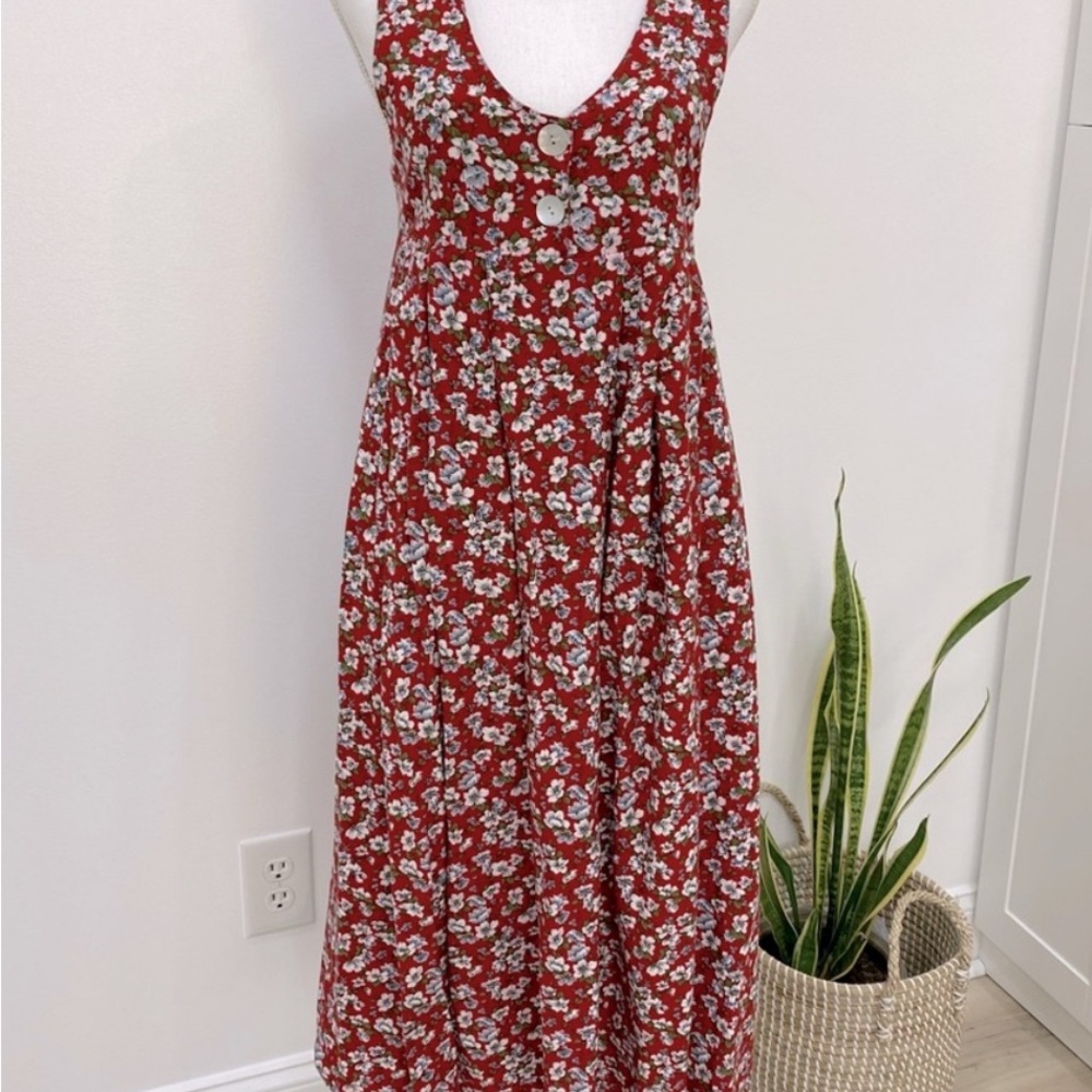 Vintage Compagnie International Express Red Floral Maxi Dress/Jumper